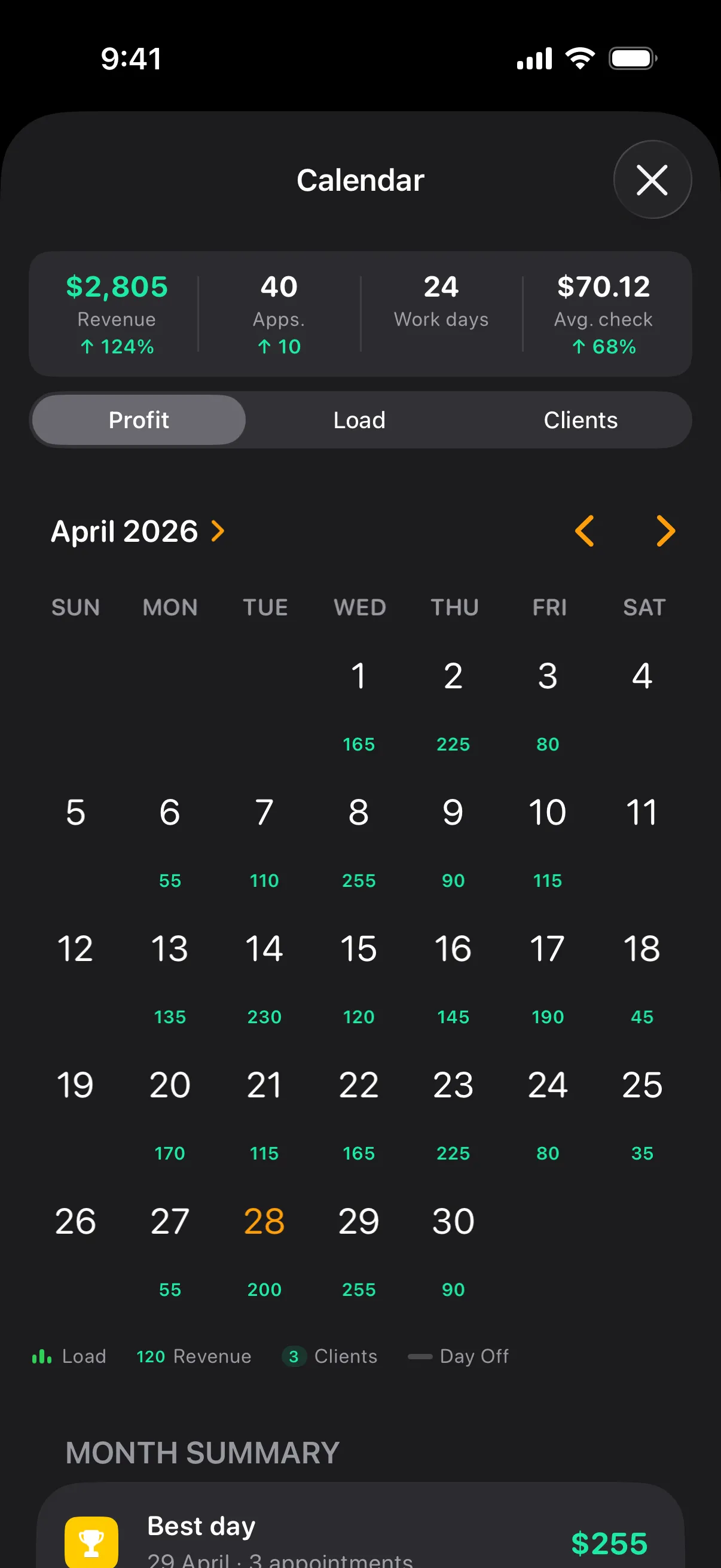 Your calendar at a glance