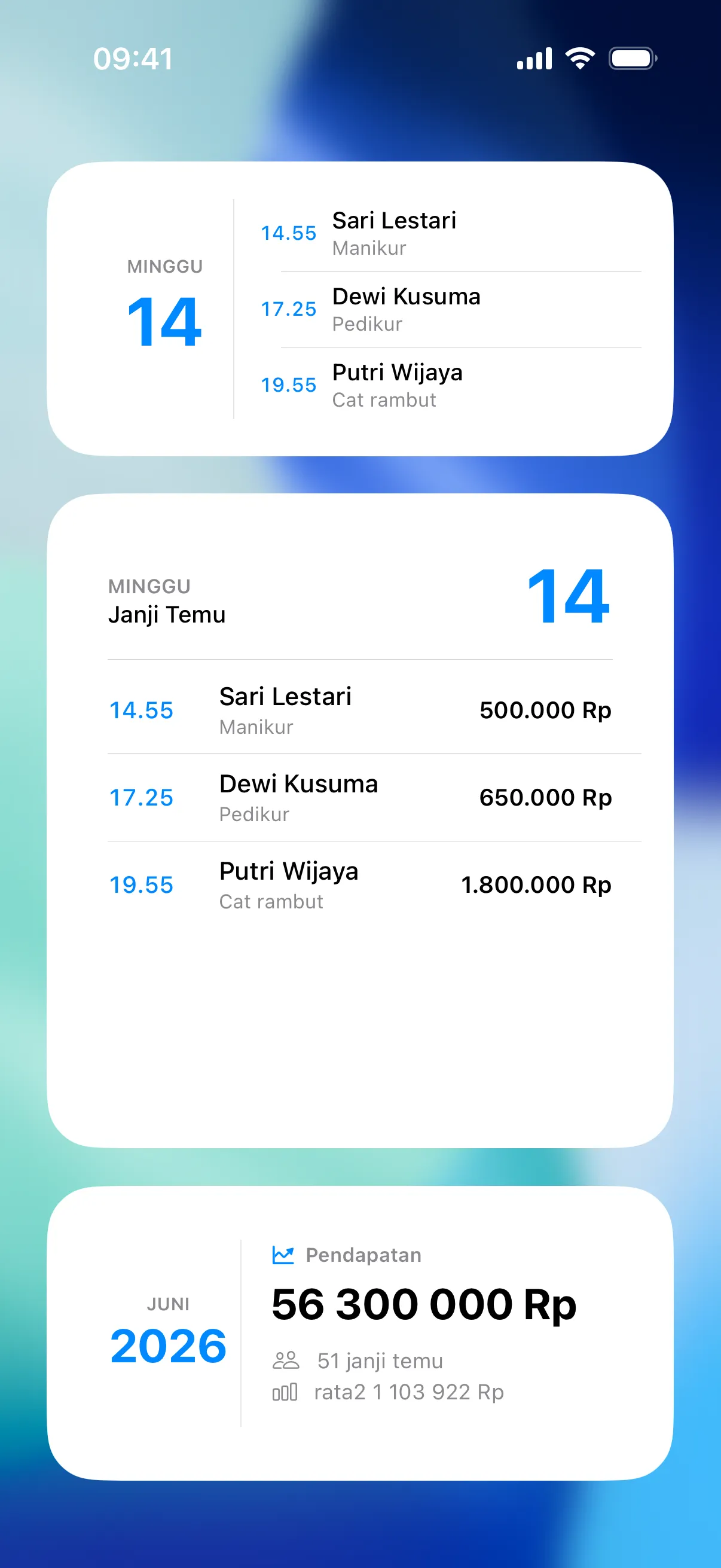 Jadwal di layar utama ponsel